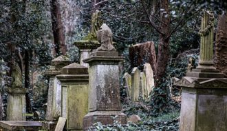 Highgate Cemetery quiet night gothic tombstones